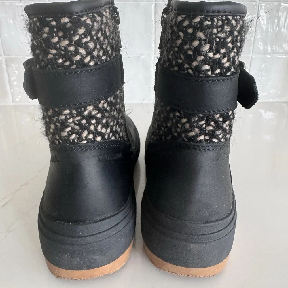 Merrell Holly 2 Buckle Waterproof Boots Womens 5.5‎ Black Side Zip Wool J003628